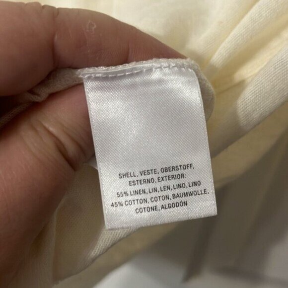 Maeve by Anthropology Linen Blend Cream Ivory Crew 3/4 Sleeve Tee Women's Small - Picture 7 of 8